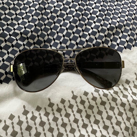 Coach Gold and Black Women’s Aviator Sunglasses - Picture 2 of 9